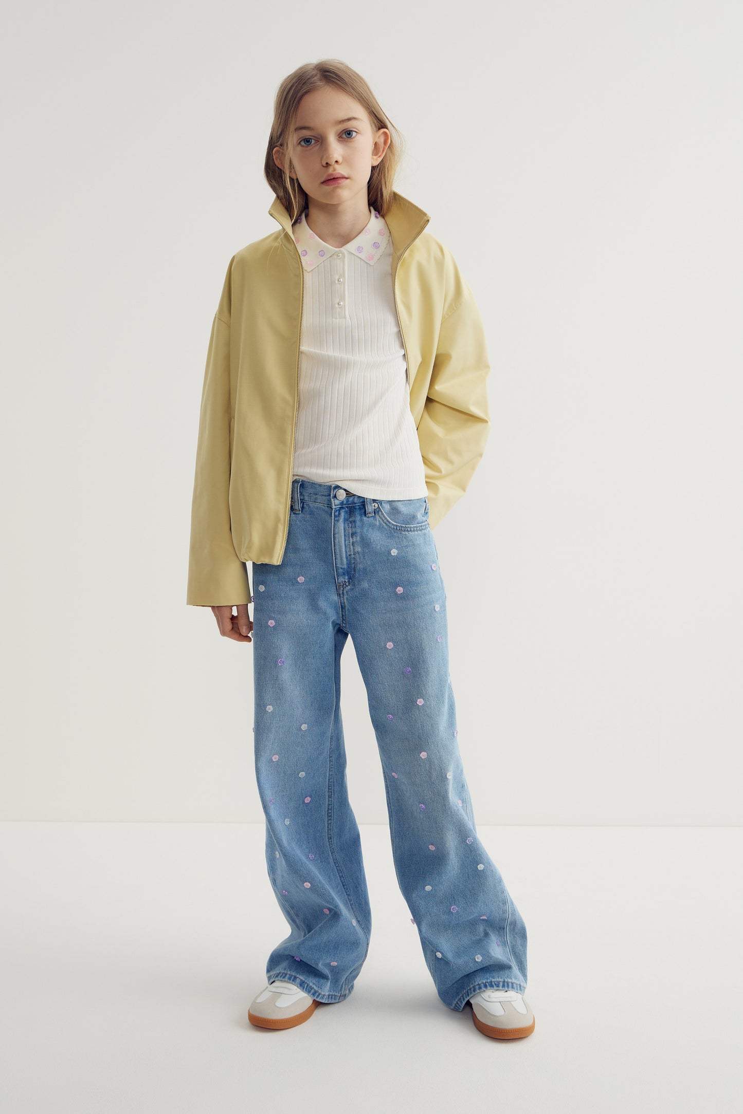 EMBELLISHED WIDE-LEG JEANS - LIMÉ