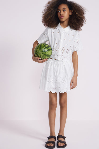 BRODERIE ANGLAISE COTTON SKORT