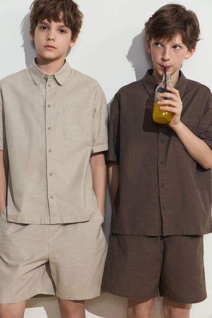 POCKET-DETAIL COTTON-LINEN SHIRT