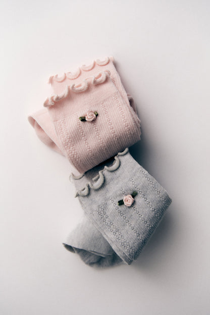 APPLIQUÉD POINTELLE COTTON SOCKS