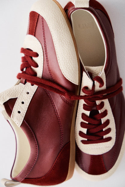 SUEDE-TRIMMED LEATHER SNEAKERS